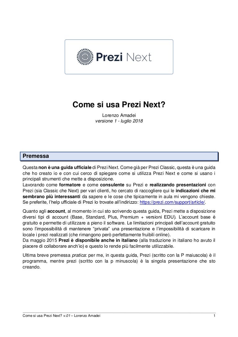 SCARICARE PRESENTAZIONE PREZI